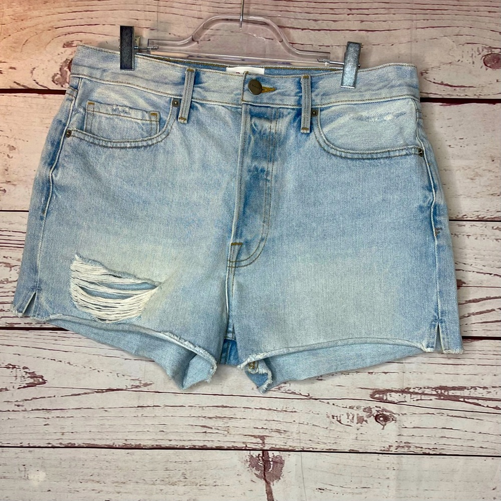 FRAME Le Original Distressed Denim Shorts Size 30